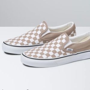 NWT Frappe pink checkerboard slip on Vans